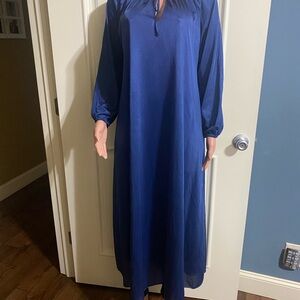 Vintage Y2K Elegant Blue Long Sleeve long Night Gown
